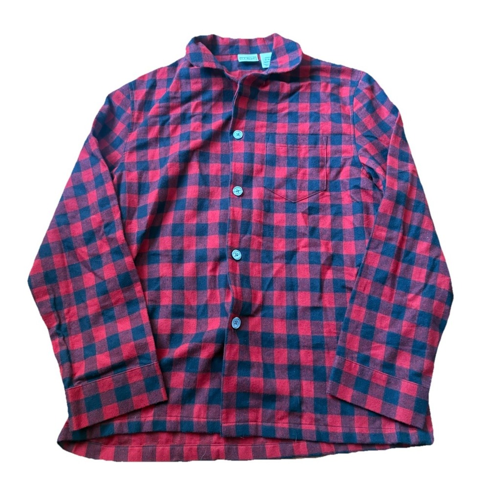 L.L. Bean Plaid Flannel Shirt Mens Medium Red Black Buffalo Check Button Up